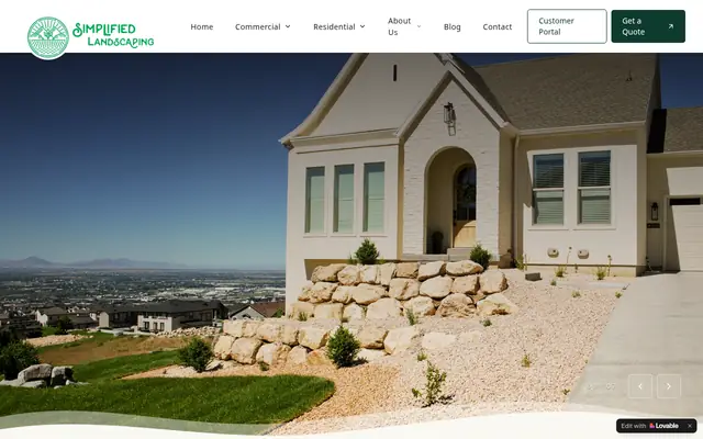 Screenshot of the Simplified Landscaping, LLC homepage as it appeared on 2026-08-30, captured at desktop width.