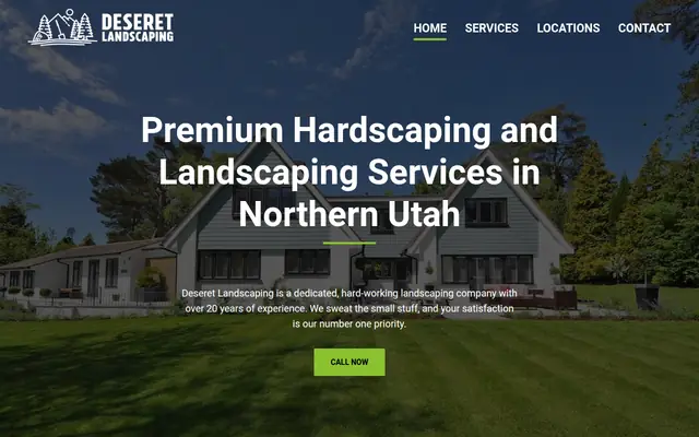 Screenshot of the Deseret Landscaping homepage as it appeared on 2026-08-30, captured at desktop width.